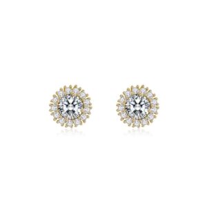 Cubic zirconia cluster round stud clear earrings