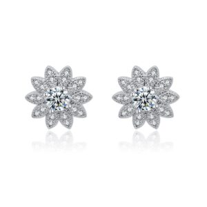 Cubic zirconia sunflower silver