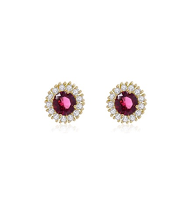 Cubic zirconia cluster round stud red