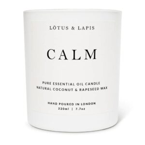 Calm Aromatherapy White Candle - Lotus & Lapis