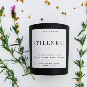 Stillness Aromatherapy Black Candle - Lotus & Lapis