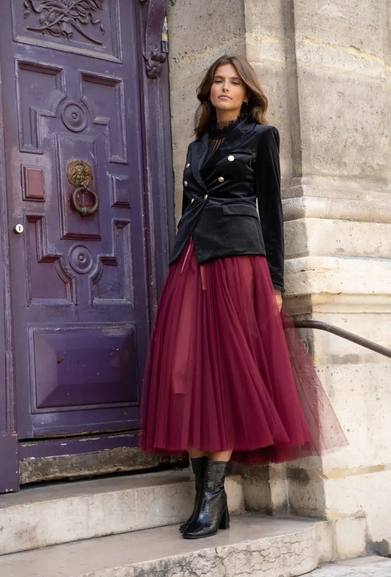 Double-breasted velvet blazer jacket - Image 26