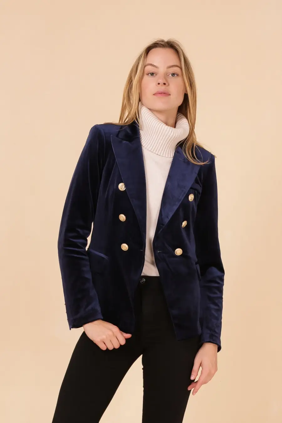 Double-breasted velvet blazer jacket - Image 12