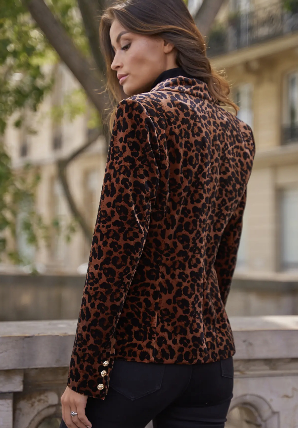 Leopard velvet double-breasted blazer jacket - Image 7