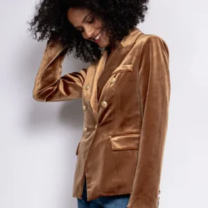 Double-breasted velvet blazer jacket