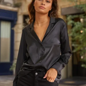 Paris satin pajama collar shirt
