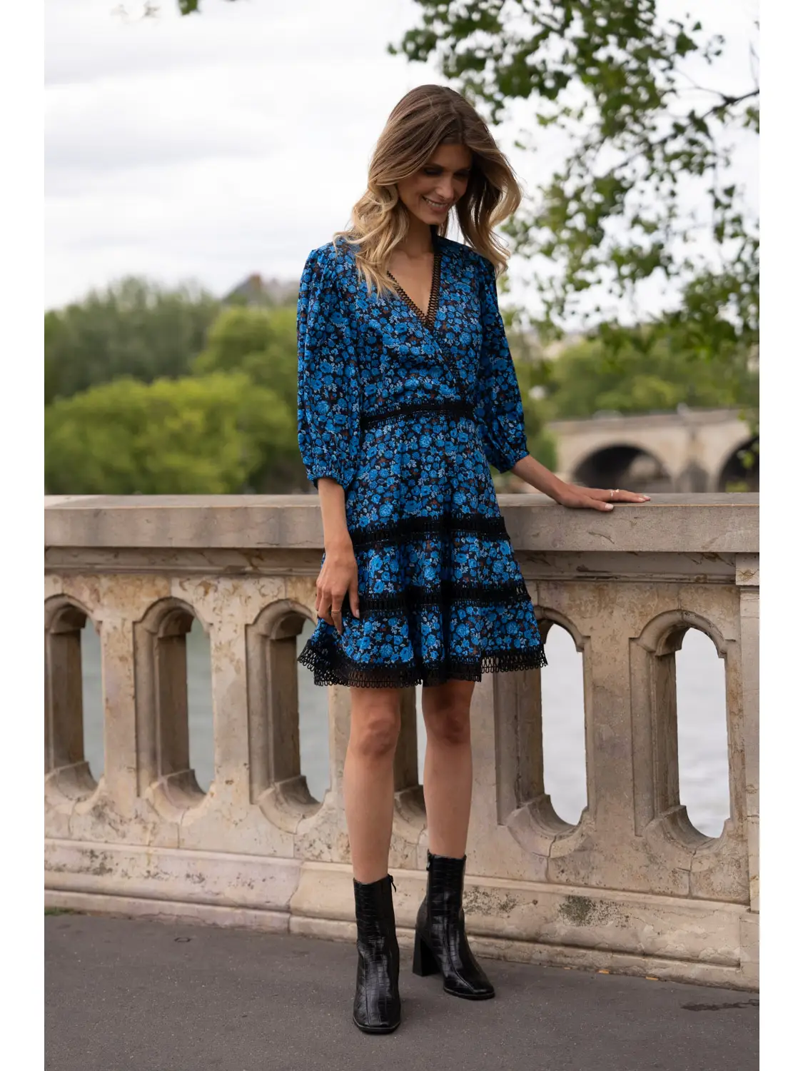 Pre Fall Floral Dress with Embroidered Details - Image 3