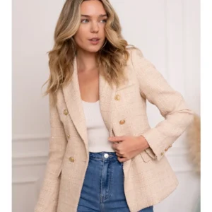 Tweed Double-Breasted Blazer Jacket