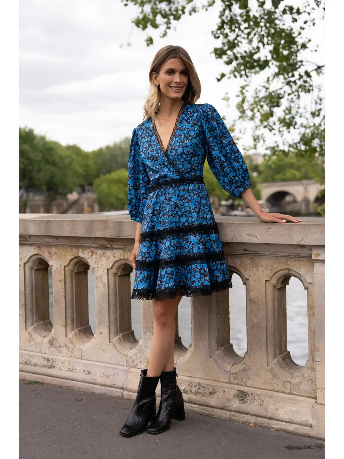 Pre Fall Floral Dress with Embroidered Details - Image 2